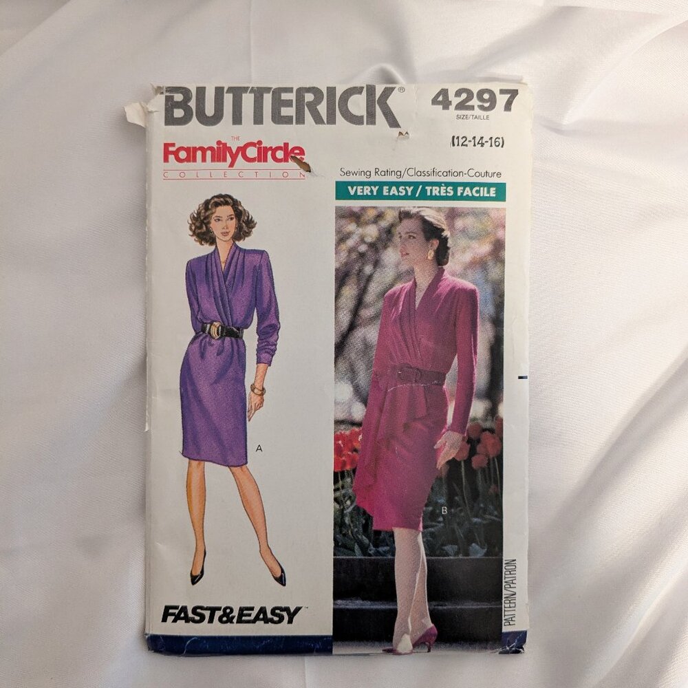 UNCUT Butterick 4297 Retro 80's Dress Pattern